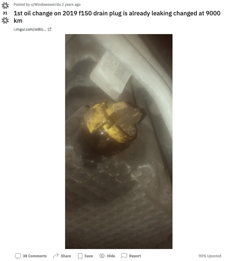 OIL-PAN-DRAIN-PLUG-LEAKING-BEFORE-1ST-OIL-CHANGE