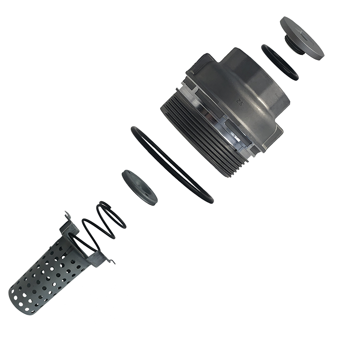 metal oil filter housing cap component view